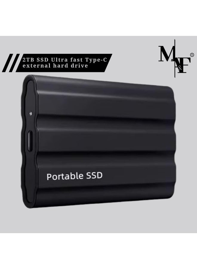 M.A&F's قرص صلب خارجي محمول 2 تيرابايت، محركات أقراص SSD صغيرة، محركات أقراص خارجية ذات حالة صلبة، قرص احتياطي للكمبيوتر، دعم نقل بيانات USB 3.1 إلى Type-C لأجهزة Windows XP PC Laptop و Mac - Image 1